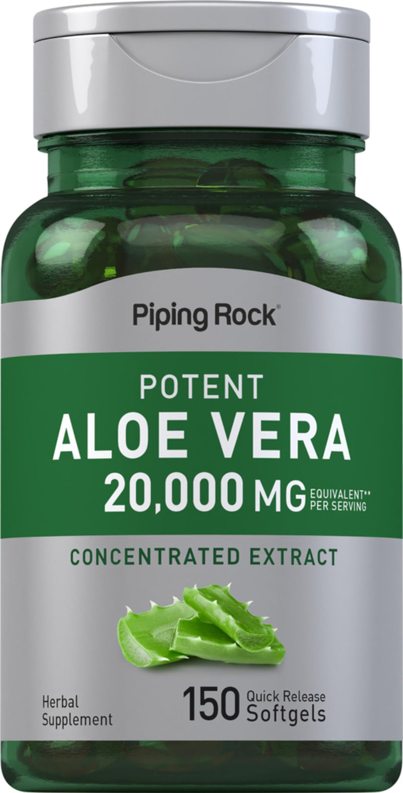 [Australia] - Piping Rock Aloe Vera Capsules 20000mg | 150 Softgels | Concentrated Extract Supplement | Non-GMO, Gluten Free 