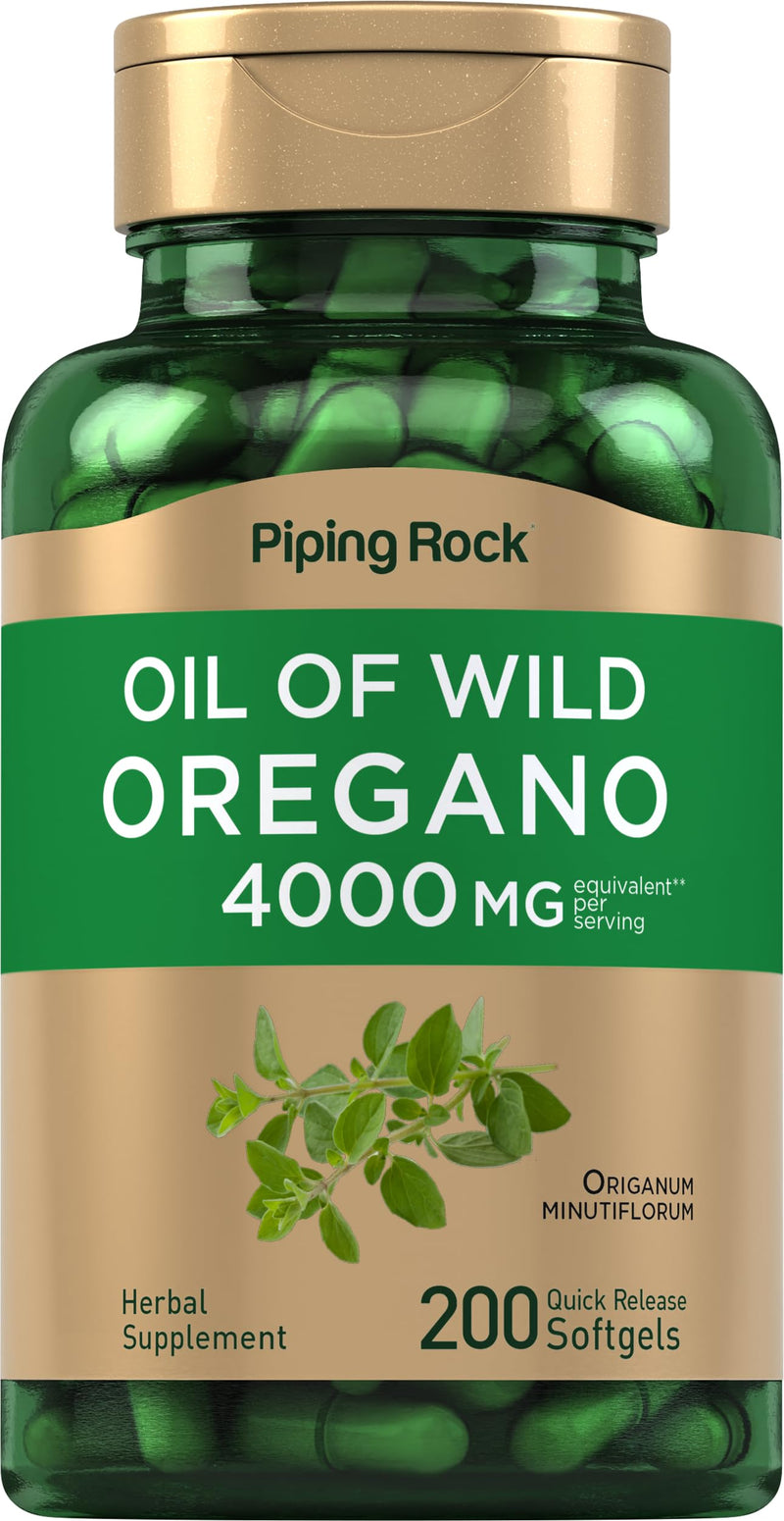 [Australia] - Piping Rock Oil of Oregano 4000mg | 200 Softgel Capsules | Herbal Supplement | Non-GMO, Gluten Free Pills 