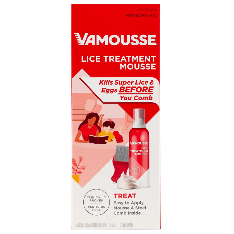 [Australia] - Vamousse Lice Treatment Mousse (6 fl oz), Clinically Proven to Kill Super Lice & Eggs, Easy to Apply & Rinse, Pesticide-Free & Non-Toxic, Includes Reusable Steel Comb 