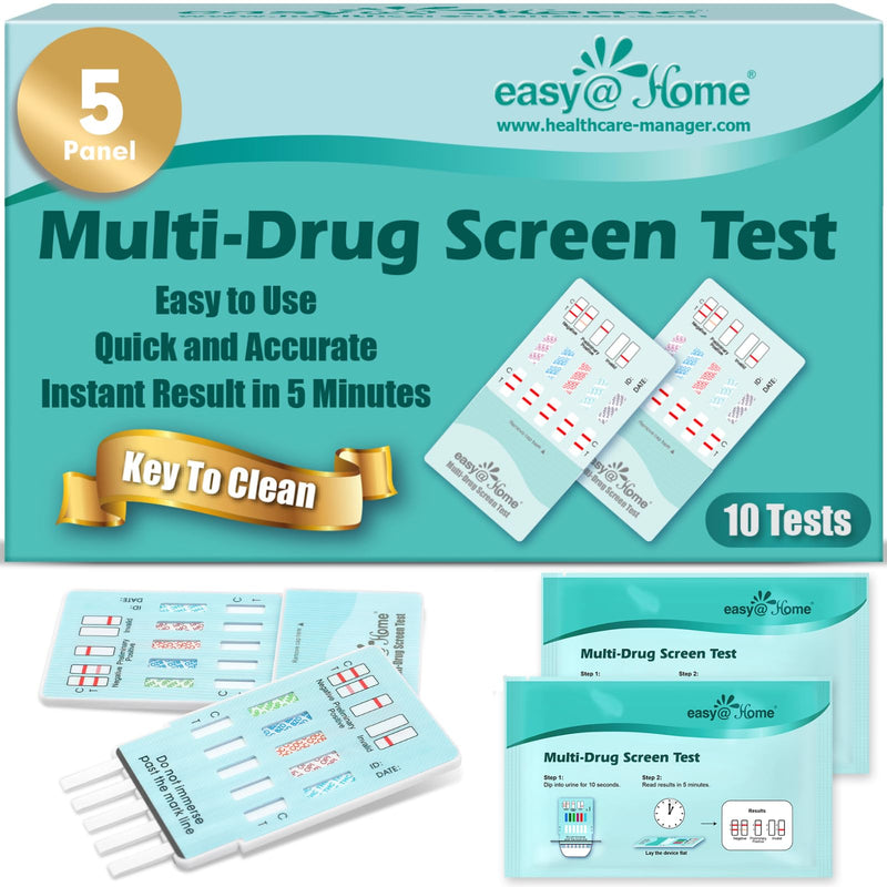 [Australia] - Easy@Home 5 Panel Instant Drug Test Kits - Testing Marijuana (THC), COC, OPI 2000, AMP, MET/mAMP- Urine Dip Drug Testing -#EDOAP-254-10 Pack 10 Count (Pack of 1) 