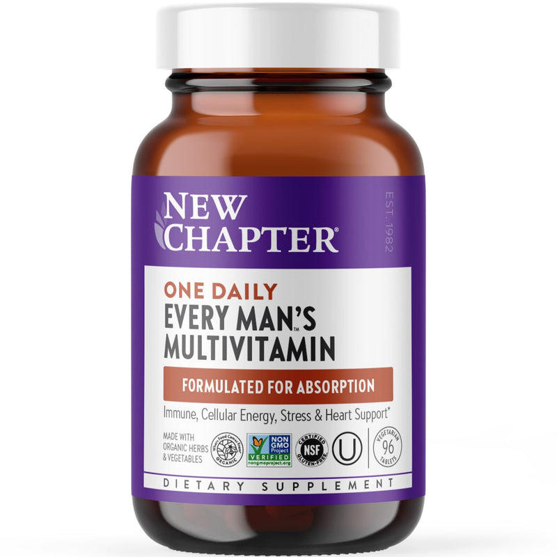 New Chapter Every Man's One Daily Multivitamin - Supports Immune, Energy & Bone Health - Contains Fermented Ingredients, Organic Vegetables & Herbs - Vegetarian, Kosher & Gluten-Free - 96 Tablets 96 Count (Pack of 1)