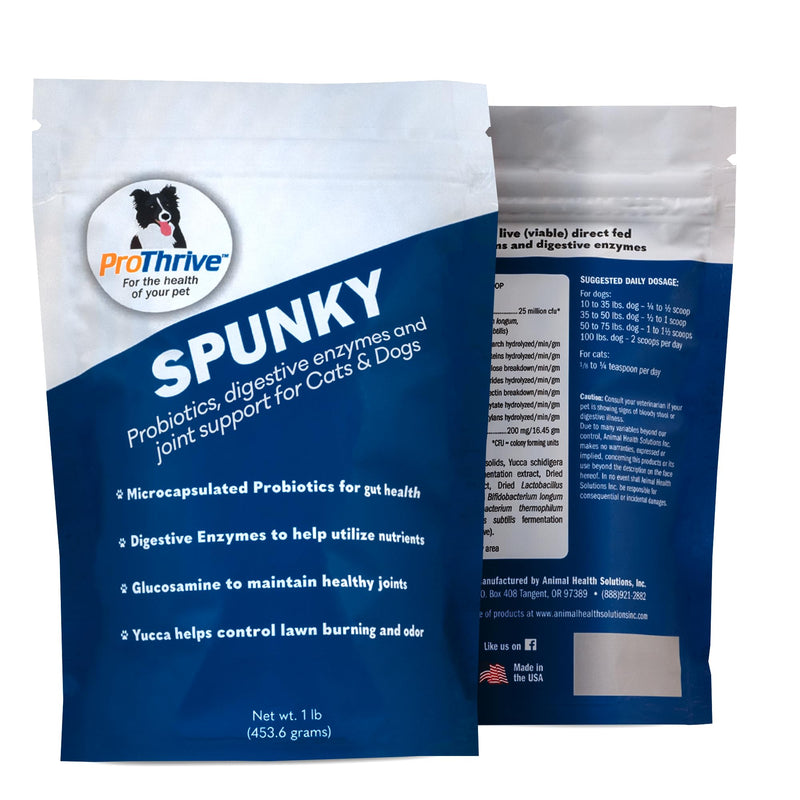 PROTHRIVE Spunky Digestive Supplement - Probiotics, Digestive Enzymes, Joint Support for Cats and Dogs | Gut Health | Pet Probiotics for Dogs and Cats - 1lb - PawsPlanet Australia