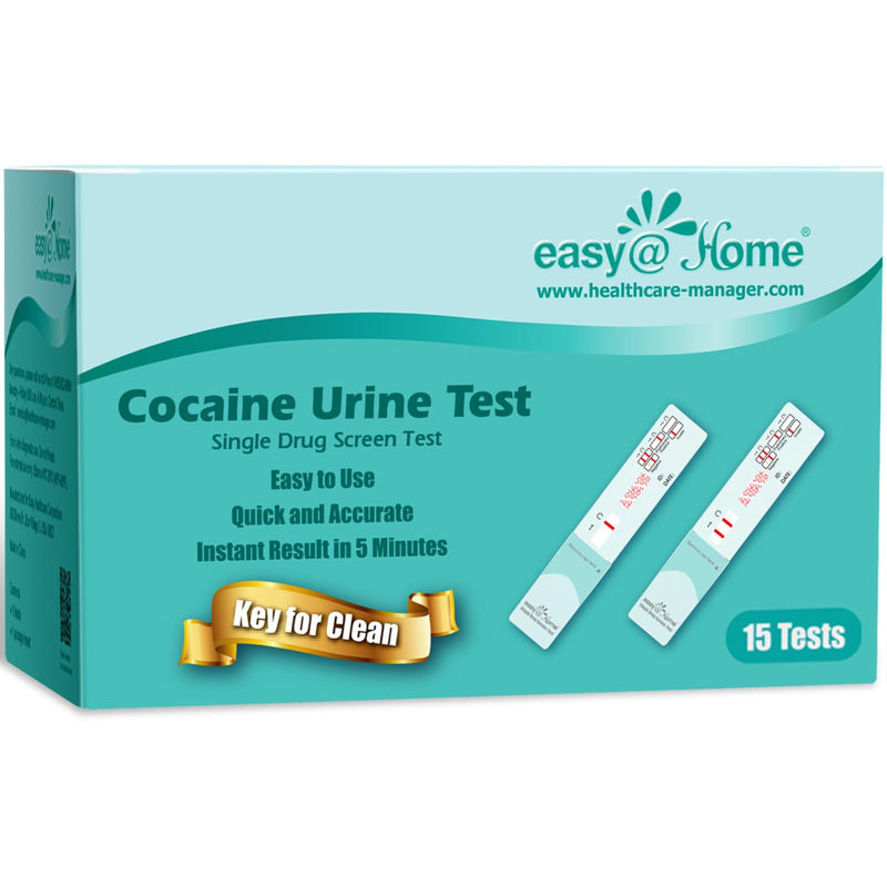Easy@Home 15 Pack Cocaine(COC) Single Panel Drug Tests Kit - Value Pack COC Screen Urine Drug Test Kit- #EDCO-114 | Instant COC Panel Testing for Home Use, 300 ng/mL Cutt-Off Level Cocaine Test Kit, EDCO-114 15 Count (Pack of 1)