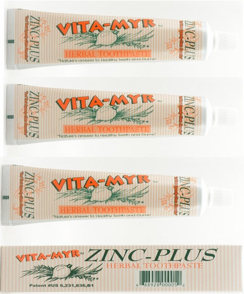 [Australia] - 3 Pack VITA-MYR Zinc Plus Toothpaste 4 oz 
