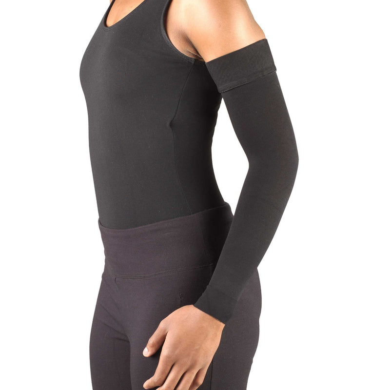 [Australia] - Truform Lymphedema Compression Arm Sleeve, 20-30 mmHg Post Mastectomy Support, Dot Top Grip Band, Black, Large 