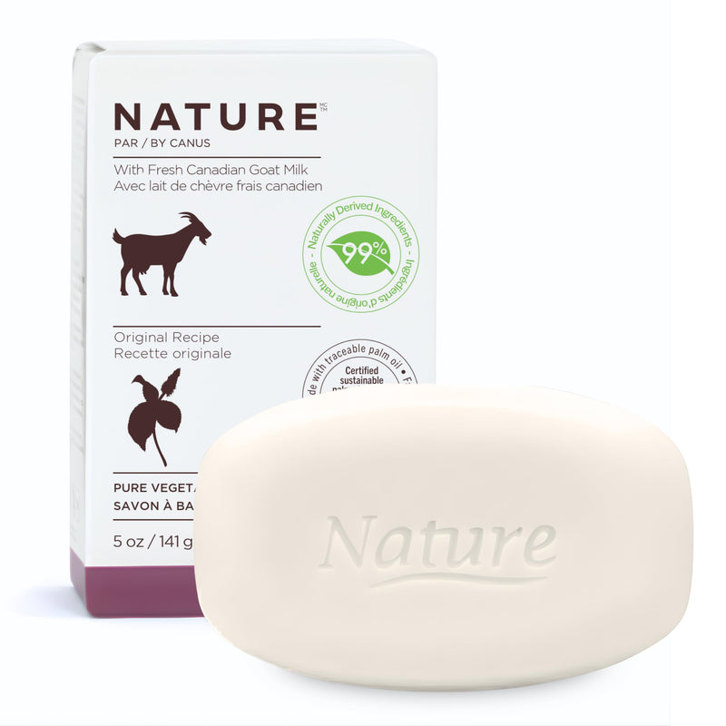 Nature Goat Milk Bar Soap, ORIGINAL, 5 oz (141 g), With Fresh Goat Milk, Vitamin A, B3, Potassium, Zinc & Selenium, Moisturizing & Gentle Cleansing 5 Ounce (Pack of 1)