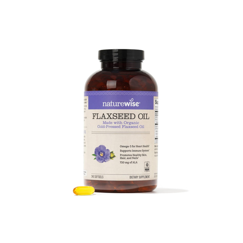 [Australia] - NatureWise Flaxseed Oil 1200mg Softgels with 720mg ALA, Omega 3 6 9, Supplement for Heart Health - Made with Organic, Cold Pressed Flaxseed Oil, Fish Free Omega, Non-GMO - 240 Softgels[4-Month Supply] 240 Count (Pack of 1) 