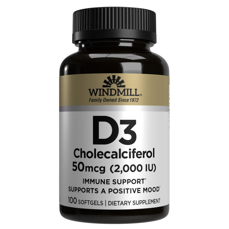 Wind Mill D3 CHOLECCALCIFEROL 50 MG 100 Count (Pack of 1)