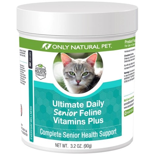 ONLY NATURAL PET Ultimate Daily Senior Feline Multivitamin w/Taurine & L-Lysine – Nutritional Supplement Powder for Adult & Older Cats – Immune & Joint Support – Complete Vitamin Formula, 3.2oz - PawsPlanet Australia