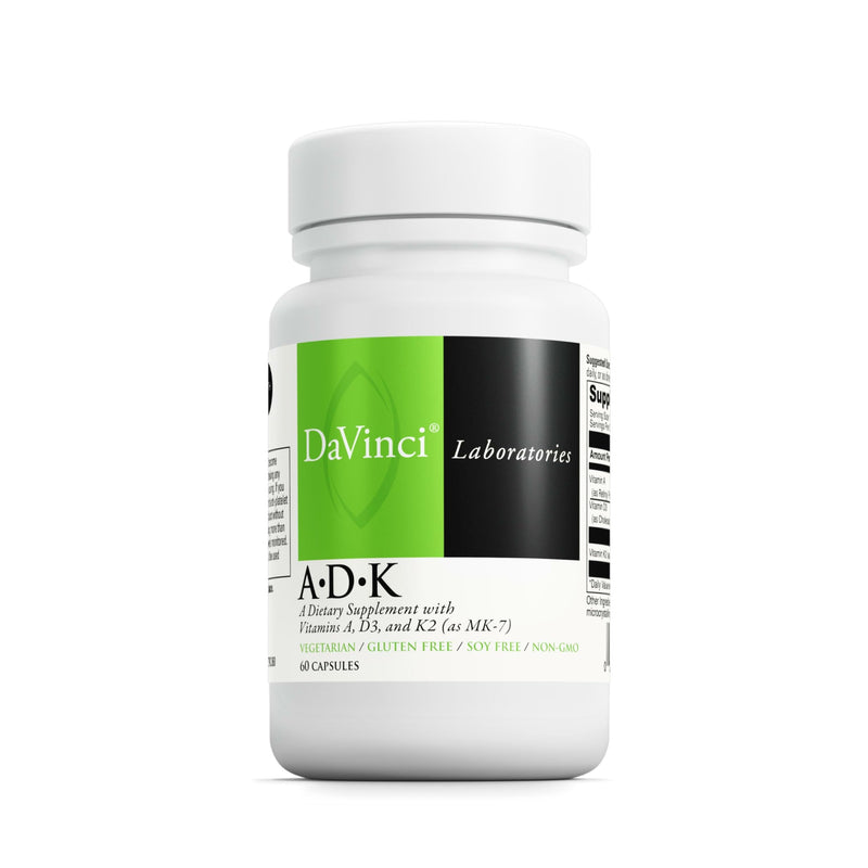 DAVINCI Labs ADK - Helps Support Bone, Heart & Immune Health - Dietary Supplement with Vitamins A, D3 & K2 (as MK-7) - Vegetarian, Gluten Free & Soy Free - 60 Capsules