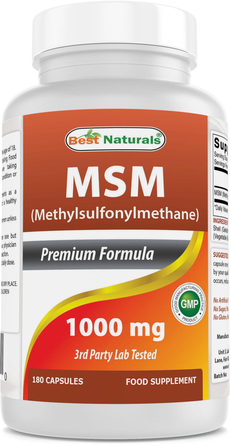 [Australia] - Best Naturals MSM 1000 mg 180 Capsules 180 Count (Pack of 1) 