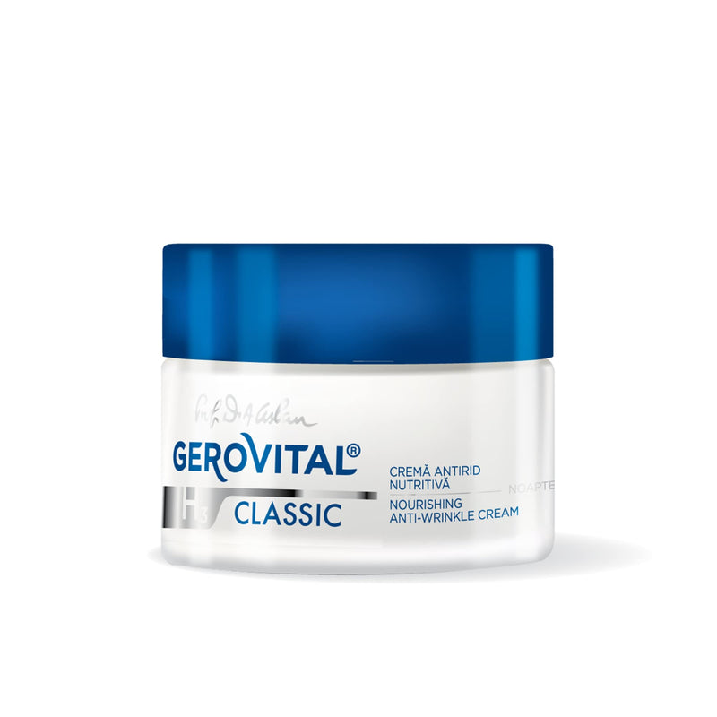 Gerovital CLASSIC Nourishing Anti-Wrinkle Night Face Cream with Hyaluronic Acid, Juvinity™ and Vitamin E, Regenerates and Hydrates the Skin, Anti-Aging Face Cream, 50 ml