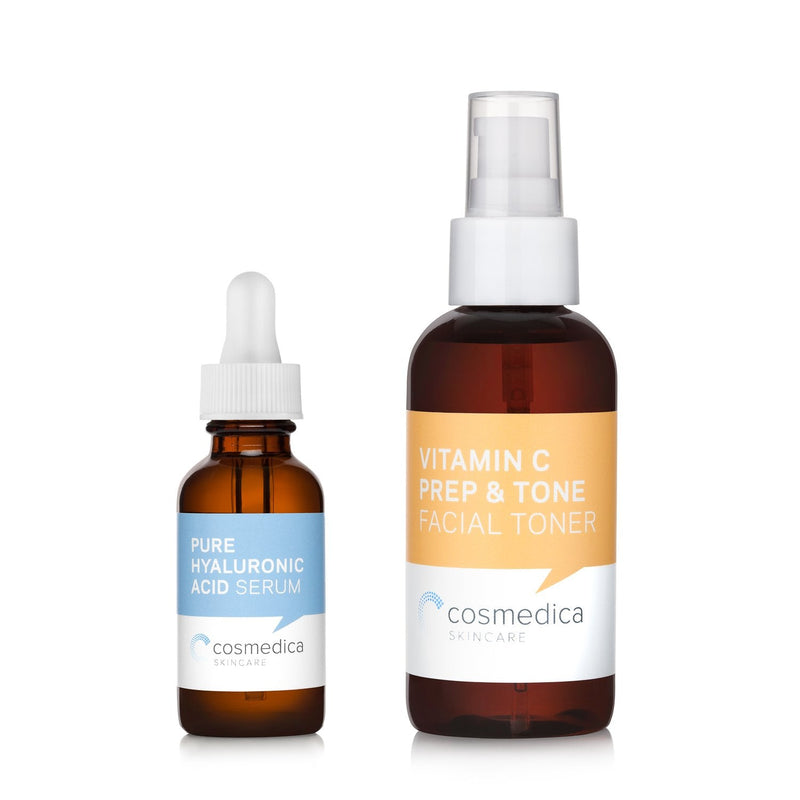 Cosmedica Special! Treatment Set - Hyaluronic Acid Serum and Vitamin C Prep & Tone Facial Toner