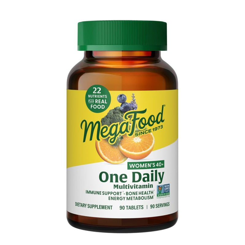 MegaFood One Daily Multivitamin for Women 40+ with 22 Nutrients, 90 Tablets | Immune Support, Cellular Energy, Muscle & Bone Health, Methylated B12, Methylfolate, Vitamin D3, C and Zinc, 90 Servings 90 Count (Pack of 1)