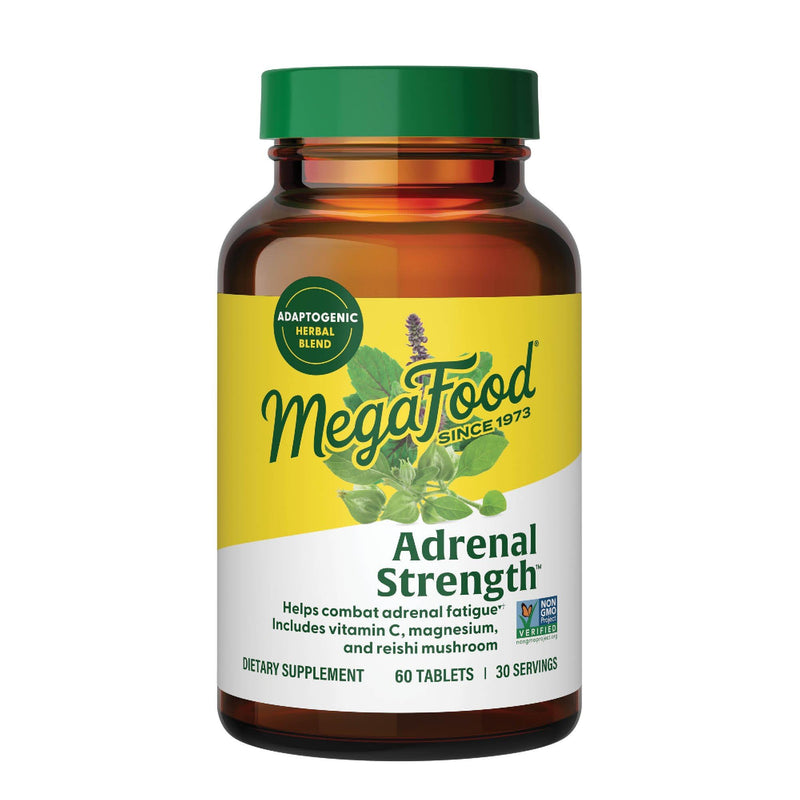 MegaFood Adrenal Strength, Adrenal Support Supplements, 60 Tablets | Reduce Stress and Cortisol Production with Ashwagandha, Magnesium Glycinate, Vitamin C, Holy Basil, Vegetarian, 30 Servings 60 Count (Pack of 1)