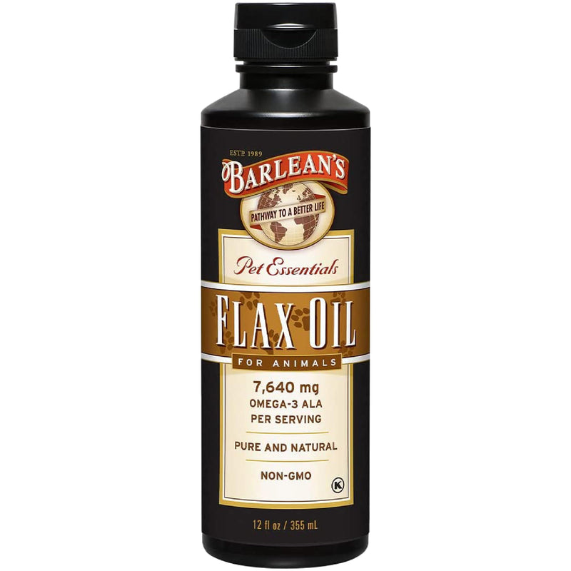 [Australia] - Barlean's Flaxseed Oil for Animals, Pet Essential Liquid Omega 3 Fatty Acids Cat and Dog Oil Supplements for Skin and Coat, Omega 3 for Dogs, Cats and Other Pets, 12 oz 