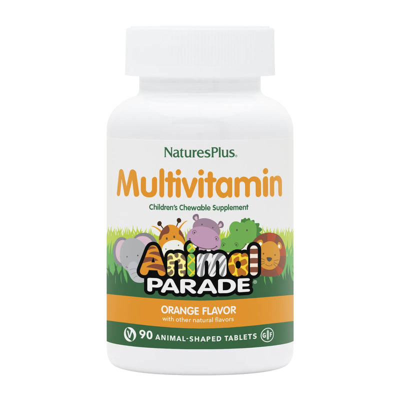 [Australia] - Natures Plus Animal Parade Children's Chewable Multivitamin - Orange Flavor - 90 Animal-Shaped Tablets - Promotes Health & Well-Being - Vegetarian, Gluten Free - 45 Servings 90 Count (Pack of 1) 