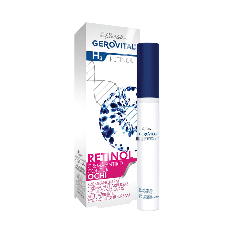 GEROVITAL RETINOL Anti-Wrinkle Eye Contour Cream with Retinol, Sepilift, and Vitamins A and E, Prevents and Reduces Wrinkles, 15 mililiters