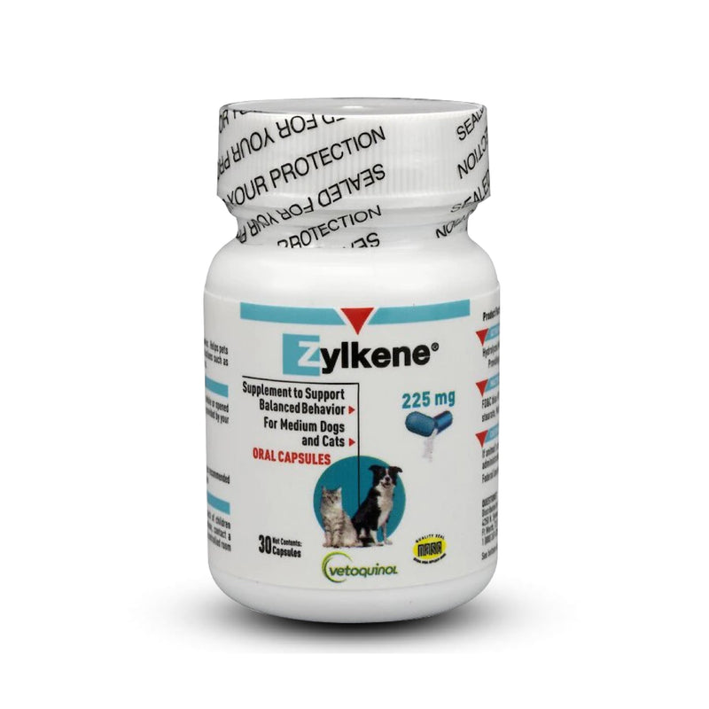 Vetoquinol Zylkene Calming Support Supplement for Medium Dogs 33-65lbs Helps Promote Relaxation and Reduce External Stress Factors, Daily Behavioral Support and Anxiety Relief for Dogs, 225mg 30 Capsules - PawsPlanet Australia