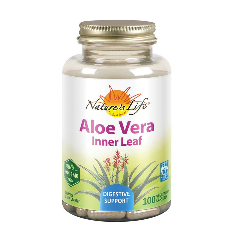 [Australia] - Nature's Life Aloe Vera Inner Leaf | Skin Health, Digestive Support & Regularity Formula | with Fennel | Non-GMO & Vegan | No Fillers | 100 Veg Caps 