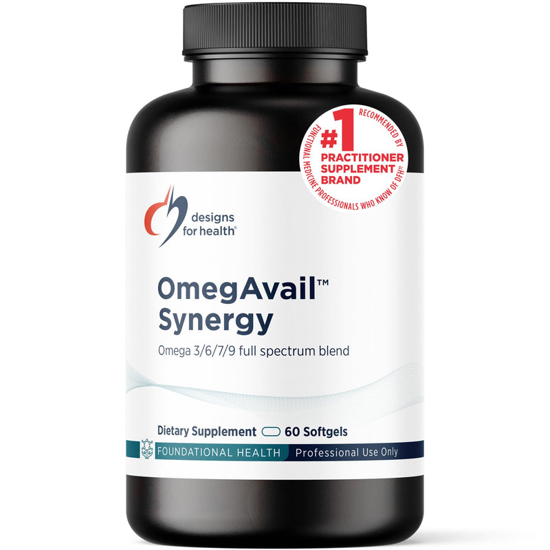 Designs for Health OmegAvail Synergy - Omega Complex for Adults - Omega 3-6-7-9 Fatty Acids from Borage and Macadamia Oil + Triglyceride (TG) Fish Oil with DHA & EPA (60 Softgels) 60 Count (Pack of 1)