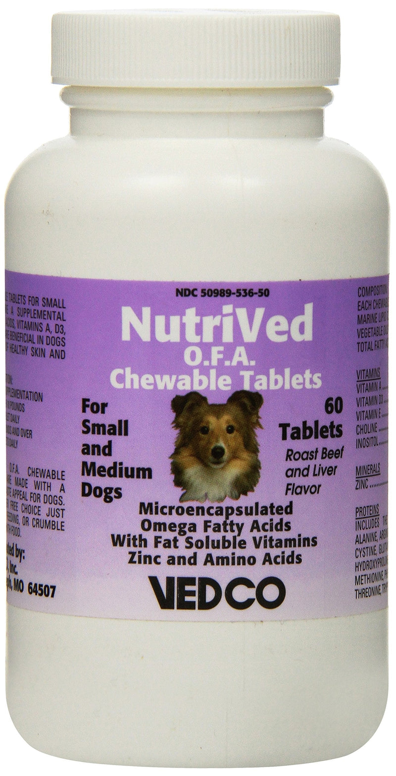 Vedco 60 Count Nutrived O.F.A. Chewable Tablets for Small and Medium Dogs - PawsPlanet Australia