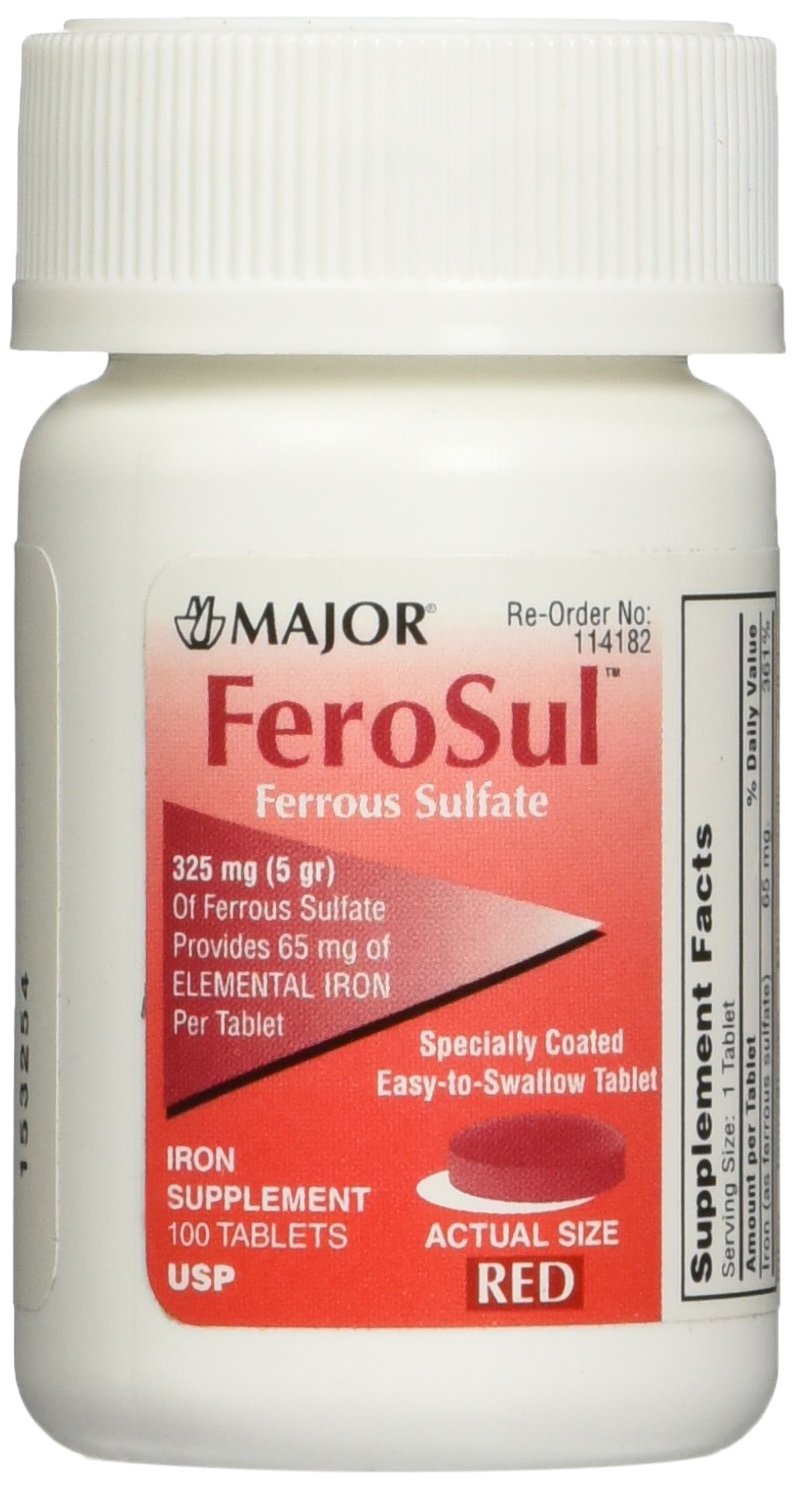 [Australia] - Major FeroSul Ferrous Sulfate 325mg, 100 Iron Supplement Tablets each (Value Pack of 3) 100 Count (Pack of 3) 
