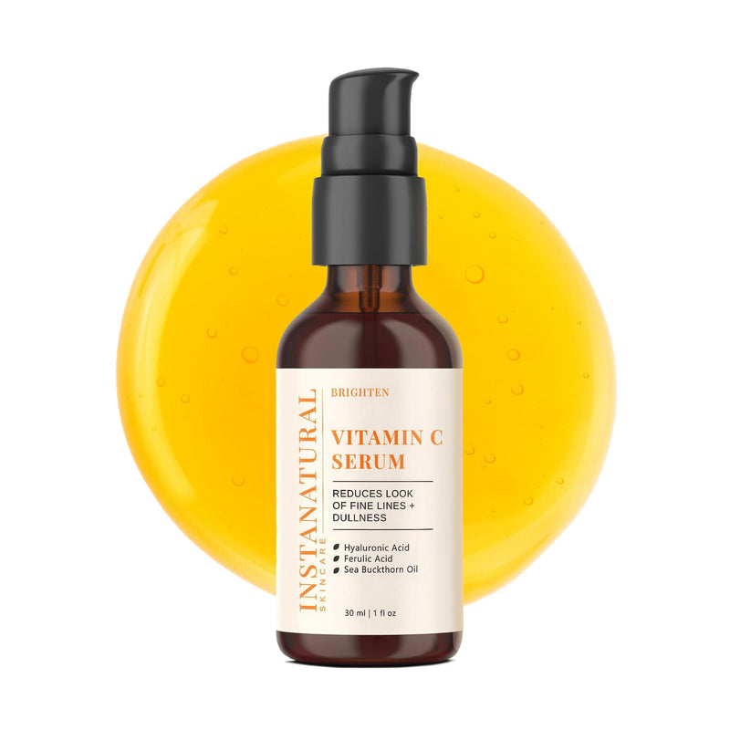 InstaNatural Vitamin C Face Serum, Brightens, Hydrates and Reduces Signs of Aging, with Vitamin C, Hyaluronic and Ferulic Acid, 1 FL Oz | All Skin Types, Brightens, Hydrates, and Reduces Signs of Aging, with Vitamin C, Hyaluronic Acid, and Ferulic Acid