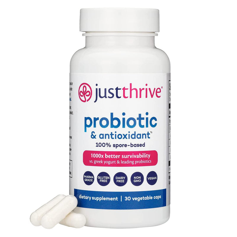 [Australia] - Just Thrive Probiotic & Antioxidant Supplement - 100% Spore-Based Digestive and Immune Support - Gluten Free, 30 Caps 30 Count (Pack of 1) 