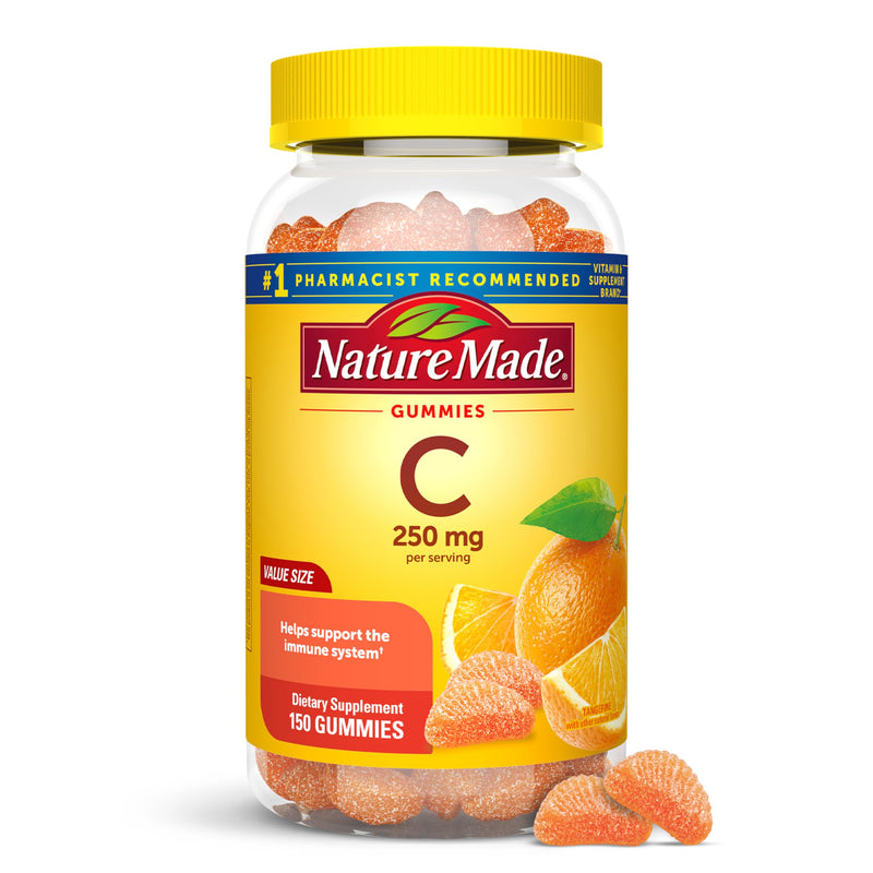 Nature Made Vitamin C Gummies 250mg per Serving, 150 Count | Adult Vitamin C Immune Support Gummies for Daily Immune Support and Antioxidant Support, Tangerine Flavor, 75 Day Supply 150 Count (Pack of 1)