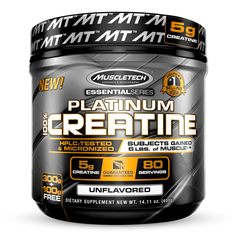 [Australia] - Creatine Monohydrate Powder MuscleTech Platinum Pure Micronized Muscle Recovery + Builder for Men & Women Workout Supplements Unflavored (80 Servings) 80 Servings (Pack of 1) 