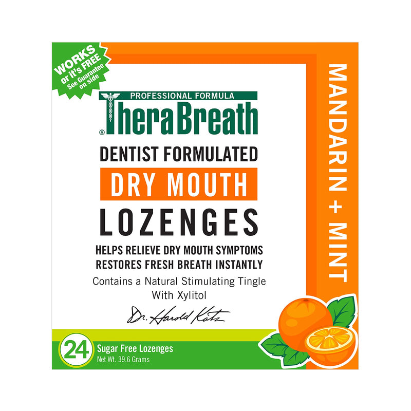 [Australia] - TheraBreath Dry Mouth Dentist Formulated Sugar-Free Lozenges, Mandarin Mint, 24 Count 