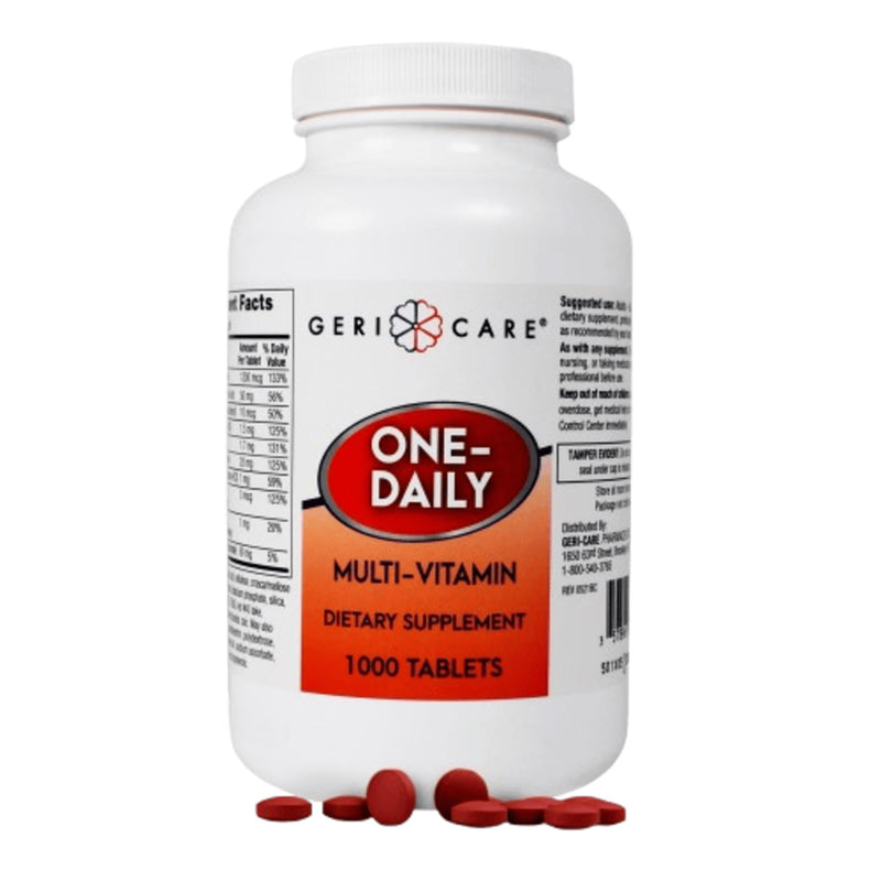 GeriCare One-Daily Multi-Vitamin Tablet, 1000 Count Adult Multivitamin Supplement for Men & Women | Easy-to-Take Dietary Supplement with Vitamins A, C, D3, B, Calcium| Vitamin & Mineral Complex 1000 Count (Pack of 1)
