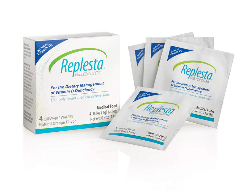 Replesta 50,000 IU Vitamin D3 Cholecalciferol, for Vitamin D Deficiency, Once-Weekly Chewable Wafer, Non-GMO, Natural Orange Flavor, 4 Pack (Pack of 2) 0.4 Ounce (Pack of 2)