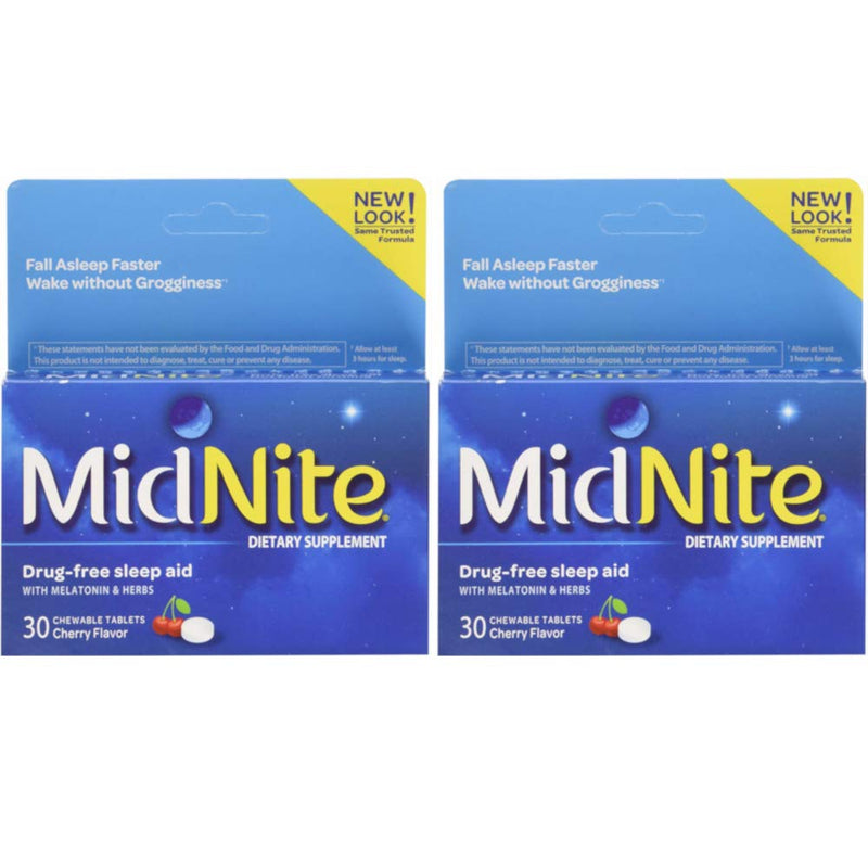 [Australia] - MidNite Sleep Aid for Occasional Sleeplessness, 30 Chewable Cherry Tablets (Value Pack of 2) 