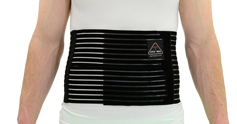 ITA-MED 8" Wide Breathable Abdominal Binder for Men, Ideal Warp for Post Surgery, Tummy Tuck, and Hernia, Body-Shaping Effect, Made In USA (Black, Medium) Black