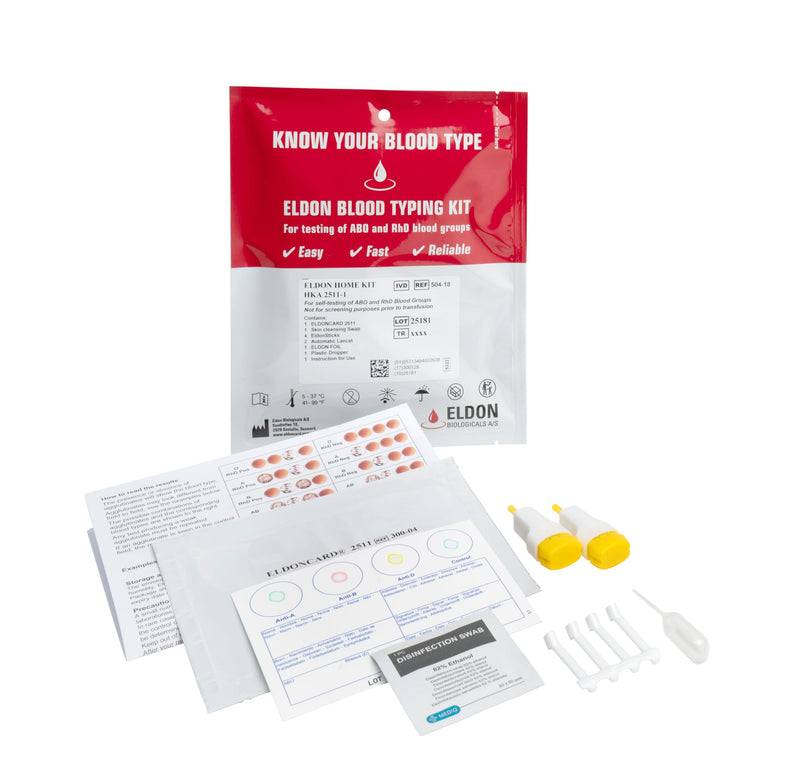 Eldoncard INC Blood Type Test, 1 Pack | Complete Kit, A, B, O, AB & RH Results, Results in Minutes, Includes Safety Lancet, Micropipette, Cleansing Swab