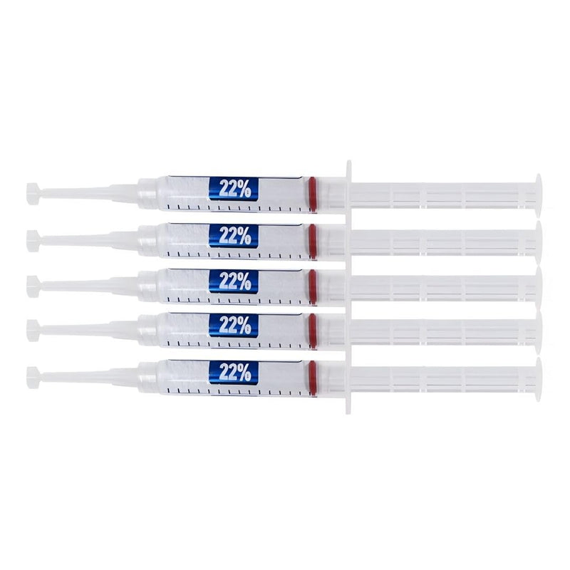 Teeth Whitening Gel for Trays, 22% Carbamide Peroxide 5 Syringes (140 Applications) |Whitest Teeth Formula | Dentist-Developed | Made in USA | Ultra White |Overnight Teeth whitening 22%