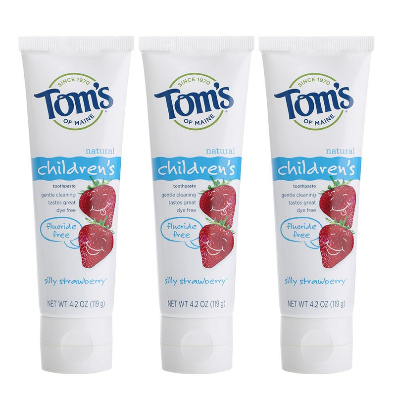 [Australia] - Tom's of Maine Natural Children's Fluoride-Free Toothpaste, Silly Strawberry, 4.2 Oz(Pack of 3) 4.2 Ounce (Pack of 3) 