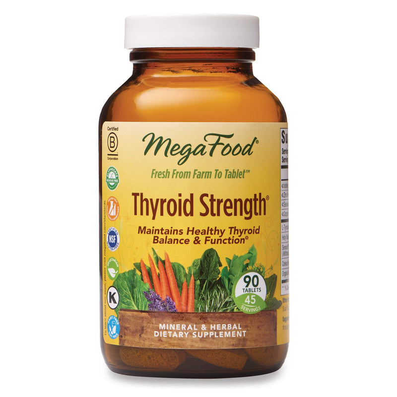 [Australia] - MegaFood Thyroid Strength - Mineral Supplement - Thyroid Support for Women with Ashwagandha, Zinc, Selenium, Copper, Iodine & L-Tyrosine & Herb Blend - Vegetarian - 90 Tabs (45 Servings) 90 Count (Pack of 1) 