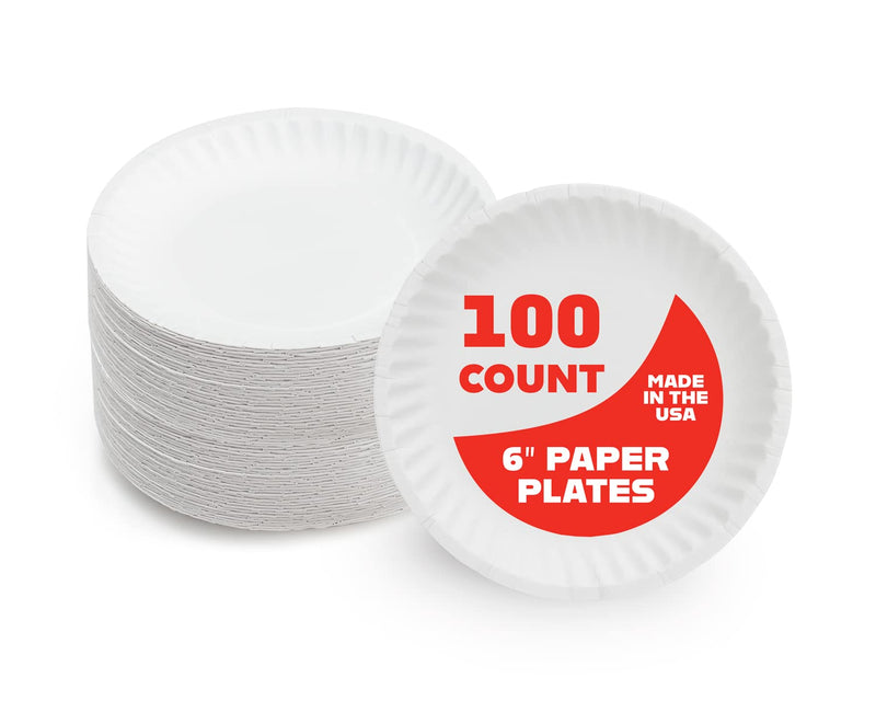 [Australia] - Hygloss Products Paper Plates - Uncoated White Plate - Use for Foodware, Events, Activities, Crafts Projects and More - Environmentally Friendly - Recyclable and Disposable - 6-Inches - 100 Pack 6-Inch 100-Pk 