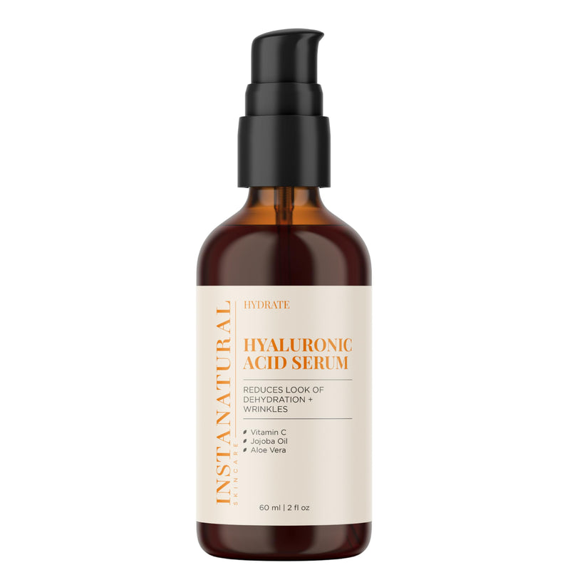 InstaNatural Hyaluronic Acid Serum for Face, Brightens, Hydrates, Reduces the Look of Fine Lines and Wrinkles, with Vitamin C, Jojoba Oil, and Aloe Vera, 2 Fl Oz | Reduces the Look of Fine Lines and Wrinkles, with Vitamin C, Jojoba Oil, and Aloe Vera, ...