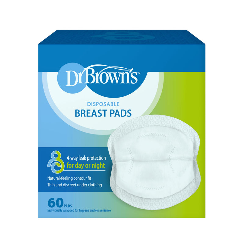 [Australia] - Dr. Brown's Disposable One-Use Absorbent Breast Pads for Breastfeeding and Leaking - 60pk 60 count 