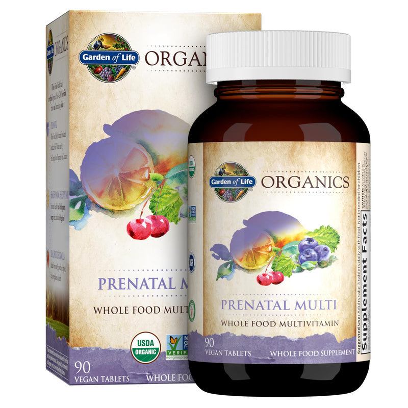 Garden of Life Organics Prenatal Multivitamin with Folate, B6, B12, D3 & Iron – Prenatal Vitamins for Women with Energy Metabolism Support for Healthy Fetal Development, Non-GMO, Vegan, 30 Servings | w/ Folate, B6, B12, D3 & Iron - with Energy Metaboli...