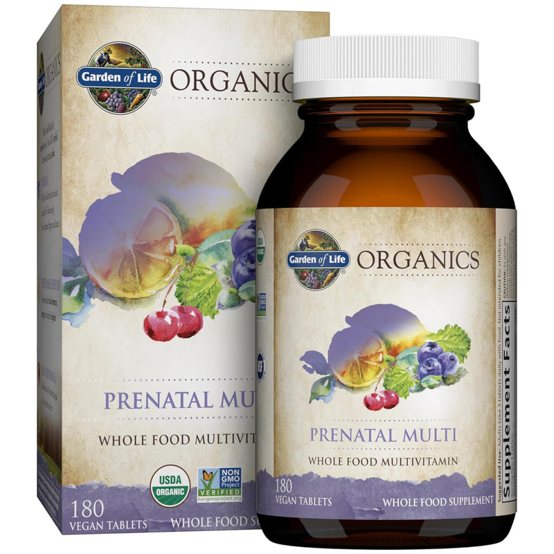 Garden of Life Organics Women’s Prenatal Multivitamin with Vitamin D3, B6, B12, C & Iron, Folate for Energy & Healthy Fetal Development – Organic, Non-GMO, Gluten-Free, Vegan, 60 Day Supply | with Folate, B6, B12, D3 & Iron, Prenatal Vitamins for Women...