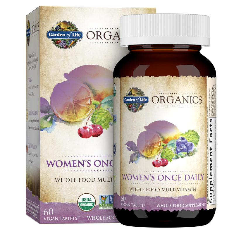 Garden of Life Organics Multivitamin for Women - Women's Once Daily Multi - Whole Food Multi with Iron, Biotin, Vegan Organic Womens Multivitamin for Health, Energy Hair Skin and Nails, 60 Tablets | Women's Once Daily, Whole Food Multi with Iron, Bioti...