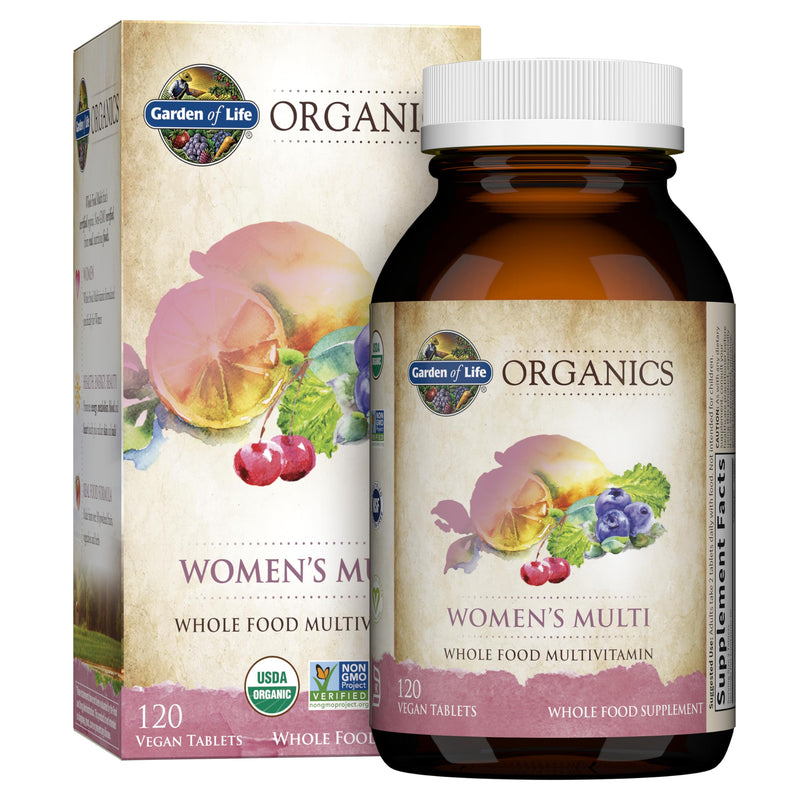 Garden of Life Organics Women's Multivitamin, USDA Organic, 120 Tablets | Vitamin C, D3, Folate, B12, Biotin & Iron, Energy, Heart Health & Radiant Skin, Non-GMO, Vegan 120 Count (Pack of 1)