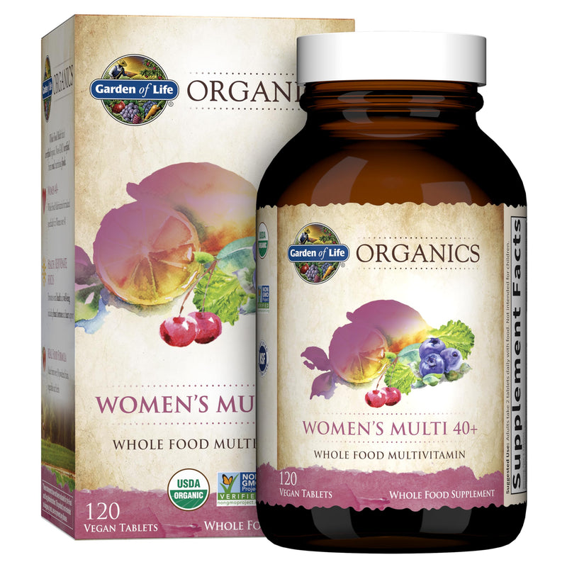 Garden of Life Multivitamin for Women 40 Plus, Organics Womens Vitamins, Hormone & Breast Health Support Blend, Vegan, 120 Tablets | Organic Womens Vitamins, Hormone & Breast Health Support Blend 120 Count (Pack of 1)