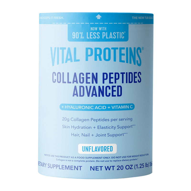 Vital Proteins Collagen Peptides Powder Advanced, Unflavored, 20oz | Hyaluronic Acid & Vitamin C, Supports Hair Skin & Nails, Collagen Peptides, 27 Servings 27 Servings (Pack of 1)