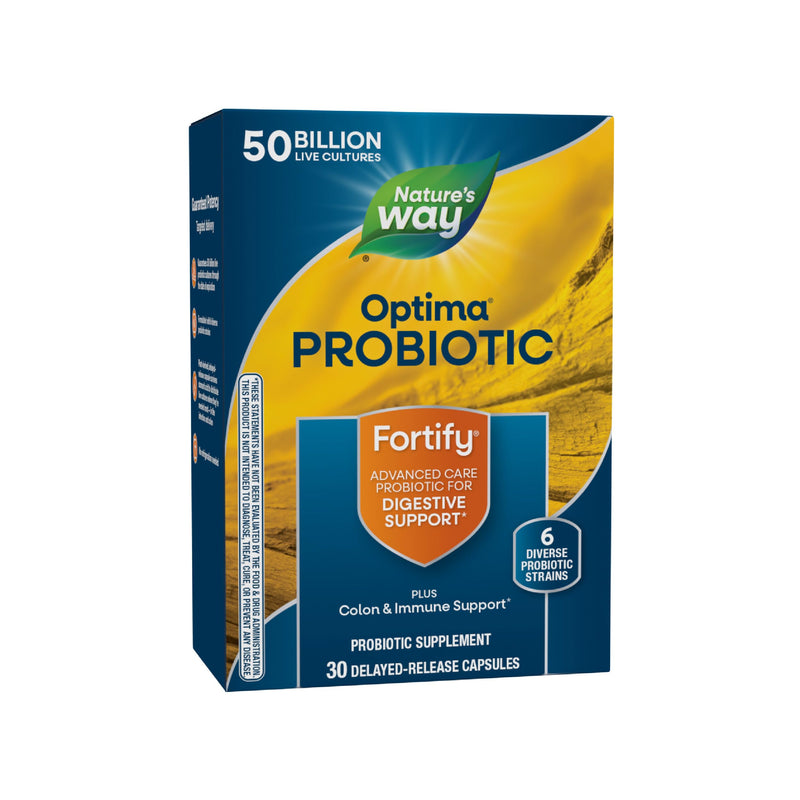 Nature's Way Fortify Optima Probiotic for Men and Women, 50 Billion, 30 ct | Live Cultures, 6 Strains, Supports Digestive and Immune Health*, Gluten-Free, Dairy-Free, No Refrigeration Needed